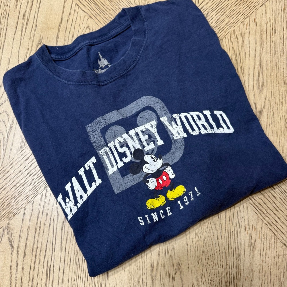 Disney XL Navy‎ Blue Walt Disney World Cropped Mickey Mouse Graphic T Shirt